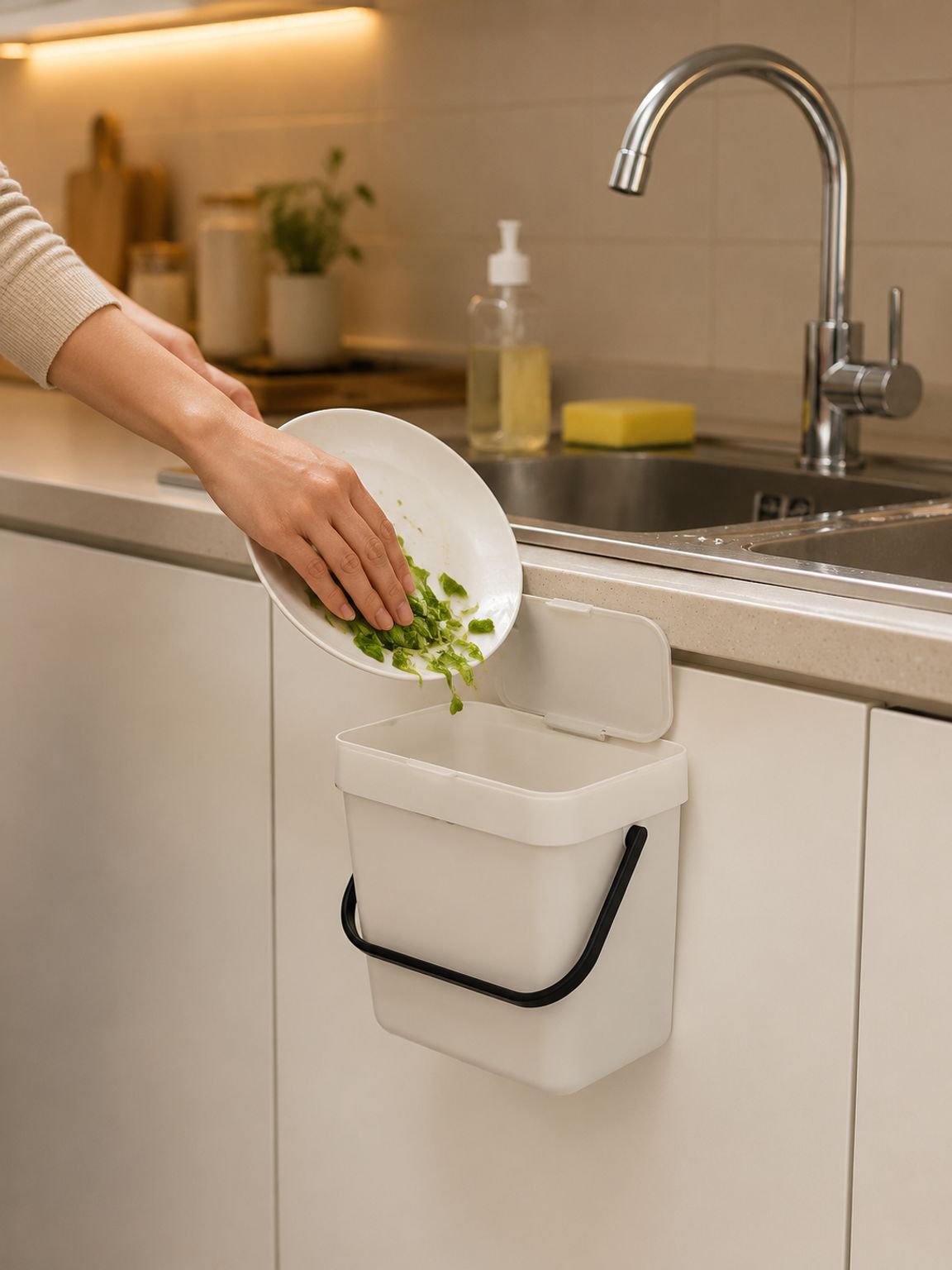 Cubo de basura ecológico para el hogar