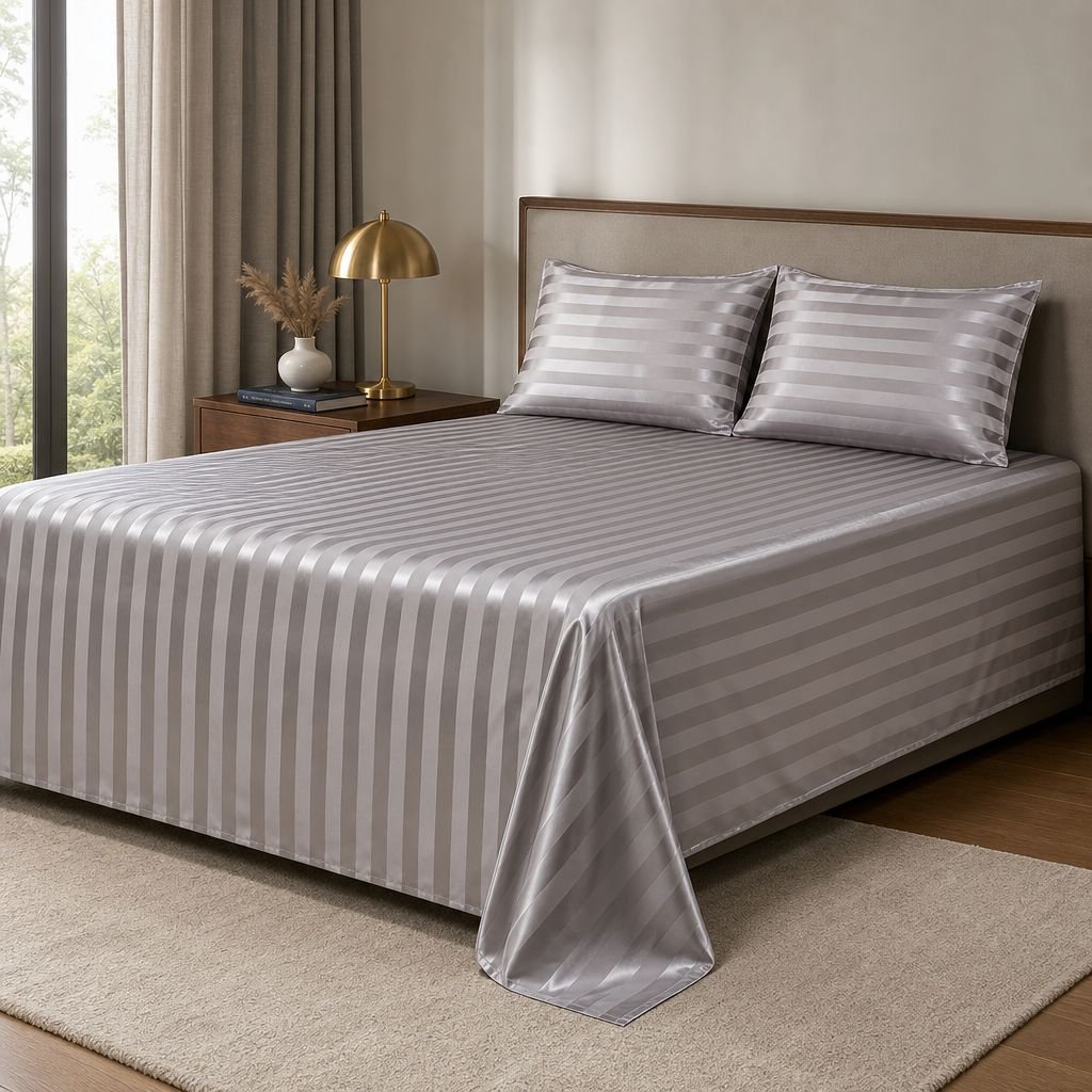 American Light Luxury Comfortable Silk Satin Three-Piece Bedding Set