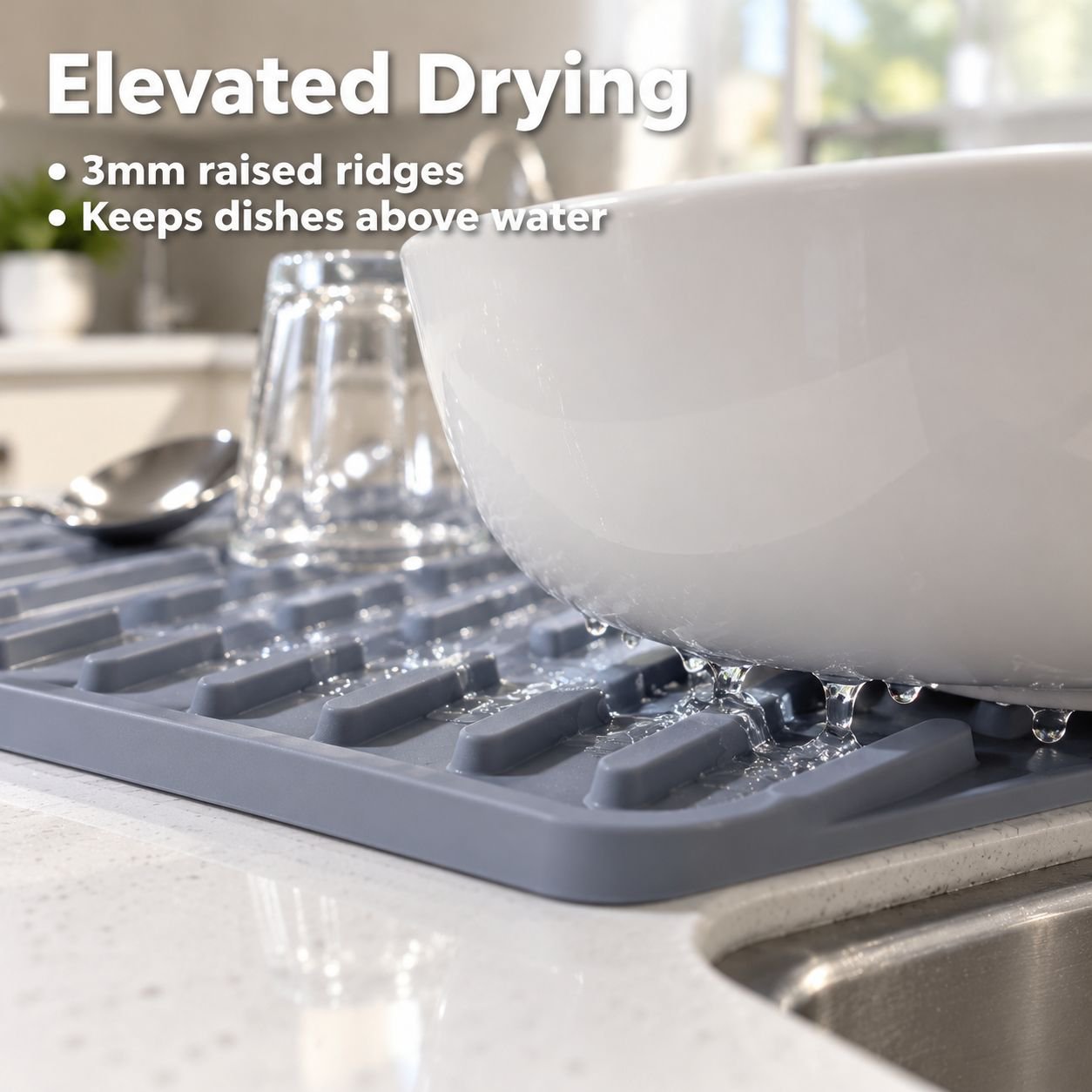 Multipurpose Kitchen Draining Mat for Dishes and Produce
