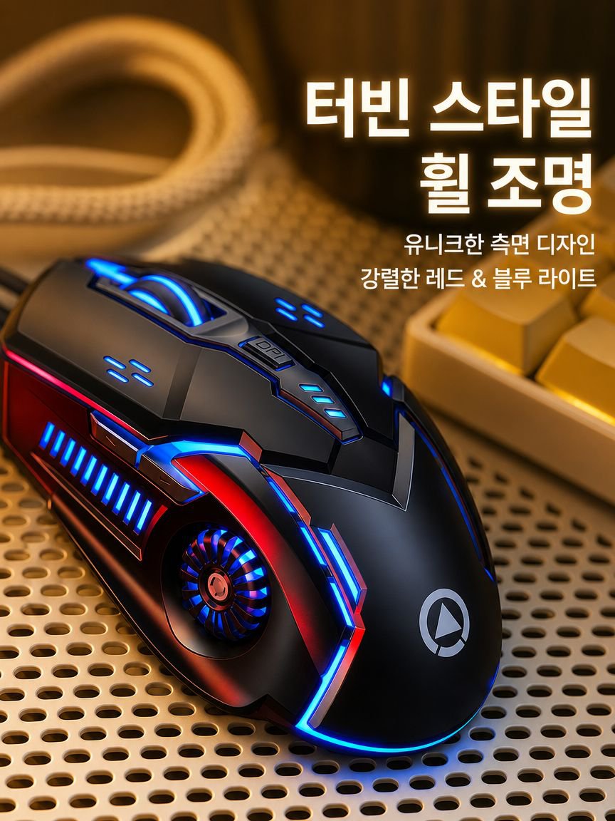다채로운 조명 기계식 마우스