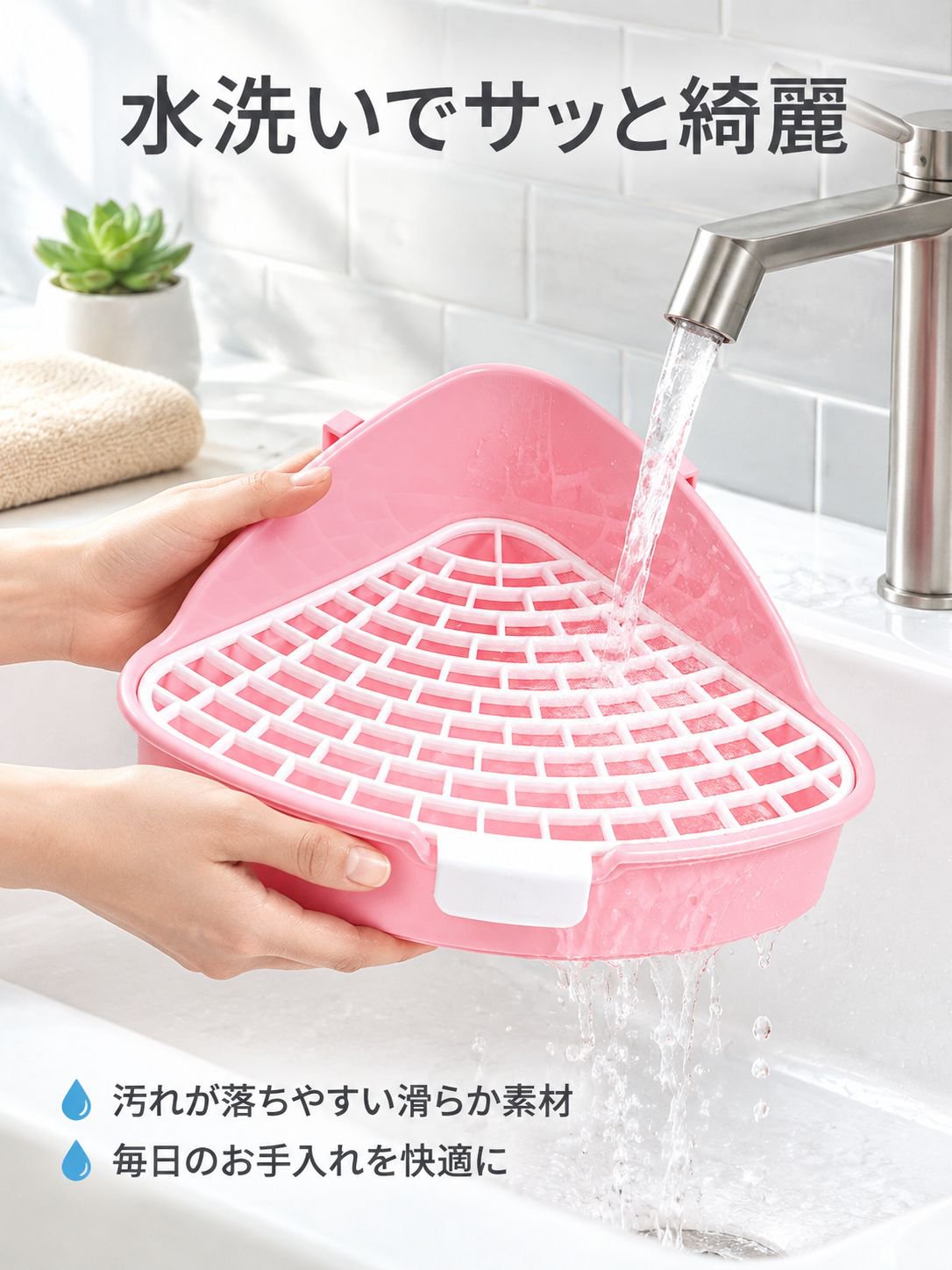 大容量で詰まりにくい三角型ペットトイレ