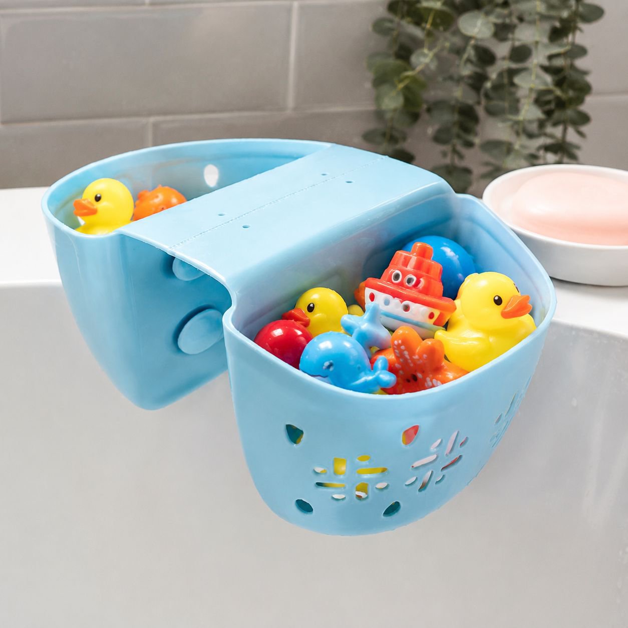 Bolsa colgante para bañera de bebé, silicona suave, antideslizante, gran capacidad