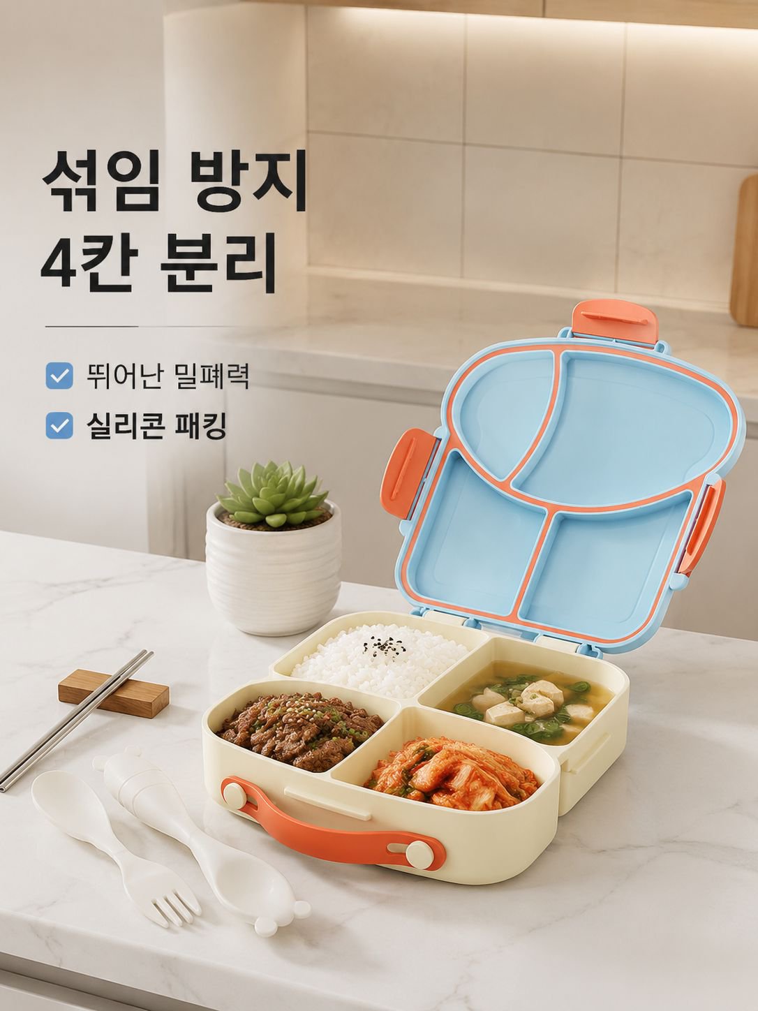 귀여운 식빵형 도시락