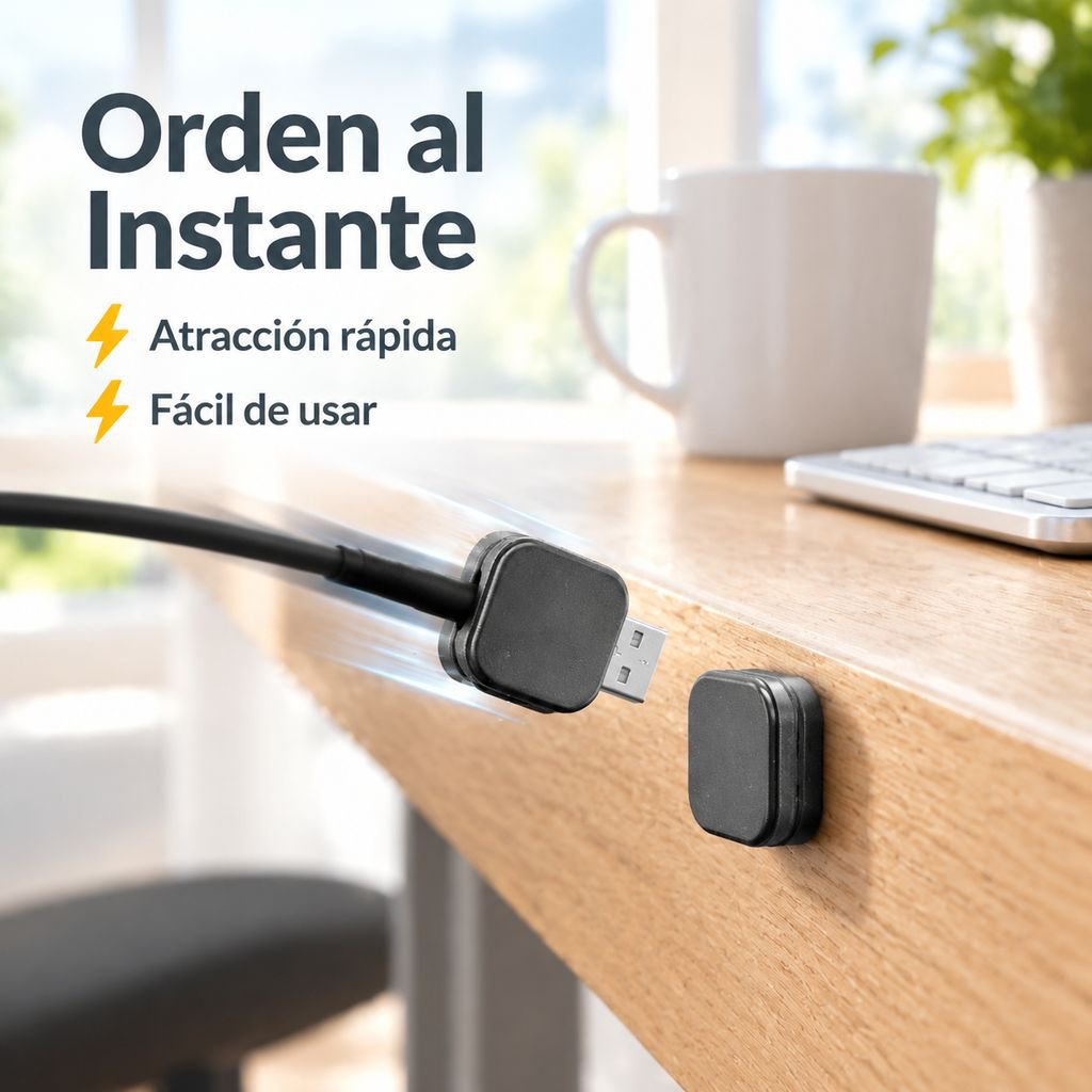 Organizador de Cables Magnético Clips para Cable de Carga USB Escritorio y Auto