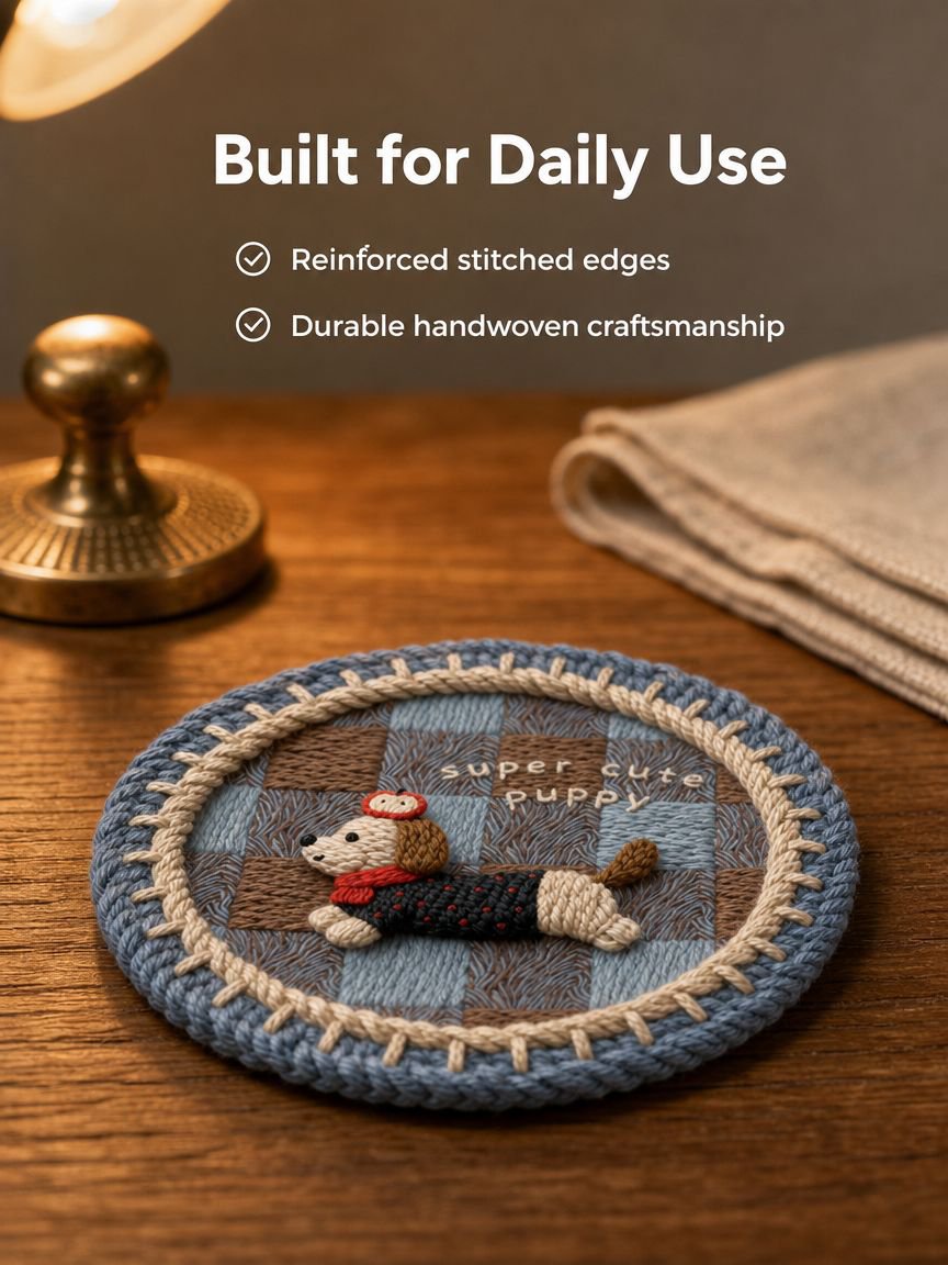 Modern handwoven coaster for table protection