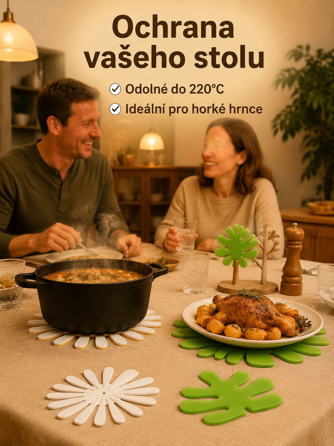 Odnímatelná podložka pod hrnec ve tvaru sedmikrásky