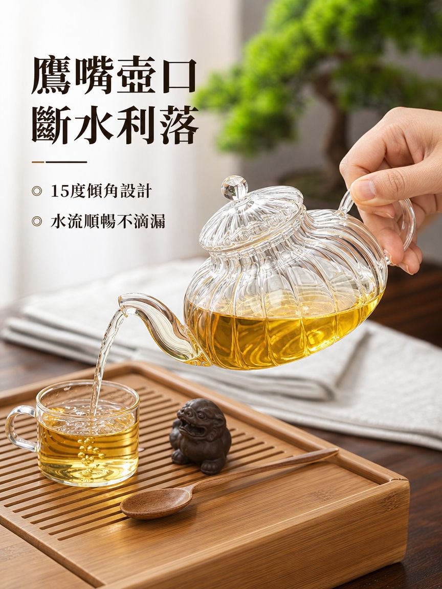 耐熱玻璃南瓜花茶壺
