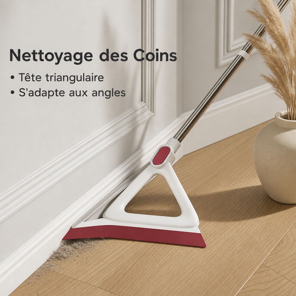 Balai-raclette triangulaire pour sols