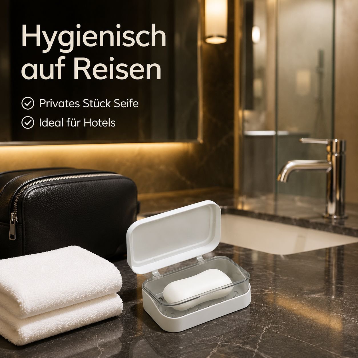 Tragbare Seifendose mit Klappdeckel