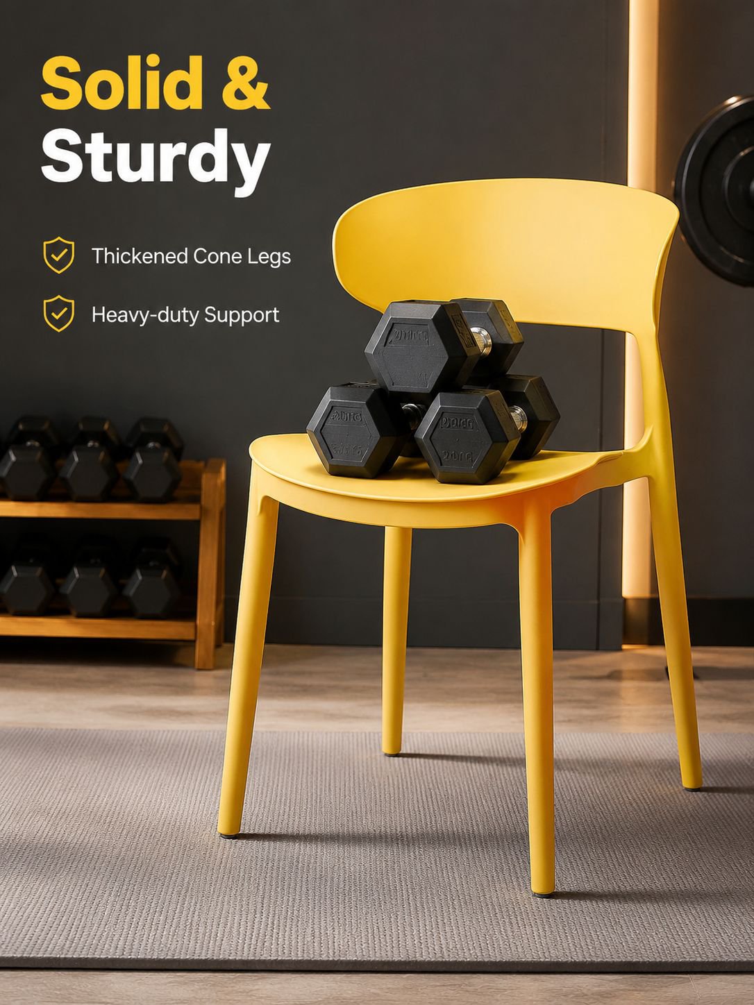 Plastic chair, thickened backrest chair for home use