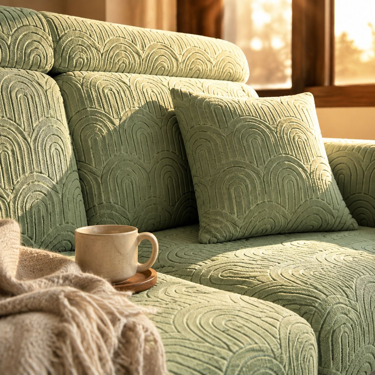 Detailed view of the nonslip cushion cover texture