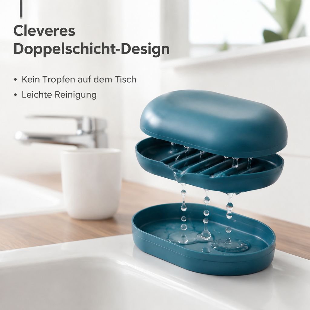 Schlichte Seifenschale mit Deckel und Abtropffunktion