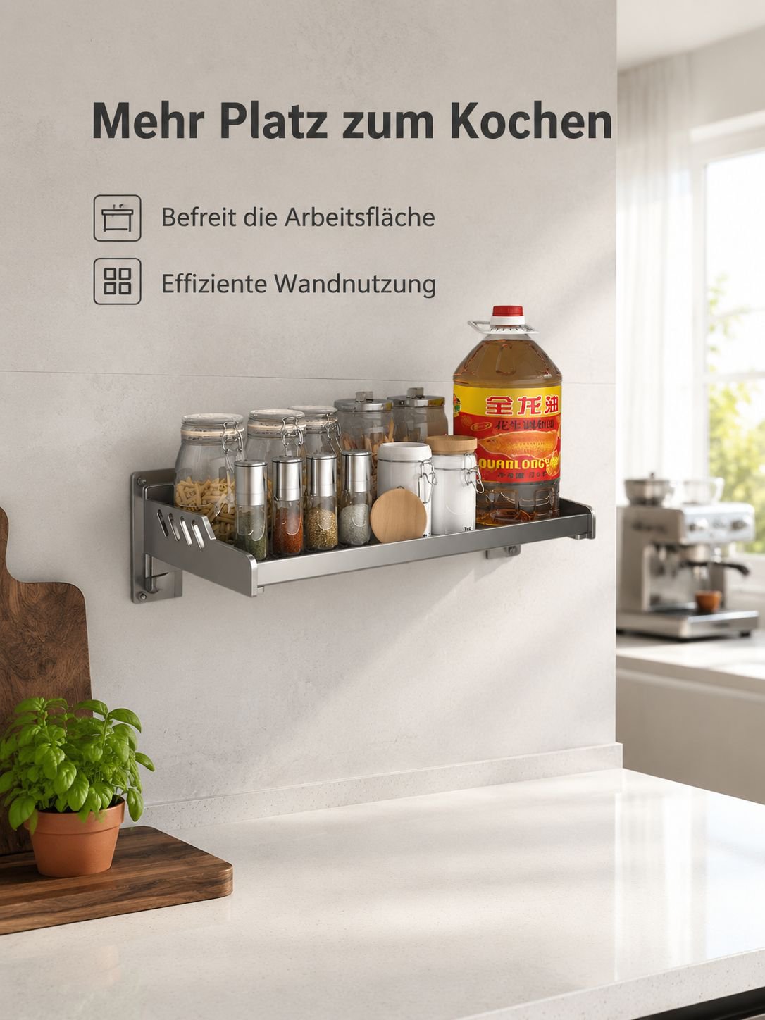 Hängendes Küchenregal für Gewürze – Bohrenfreie Montage