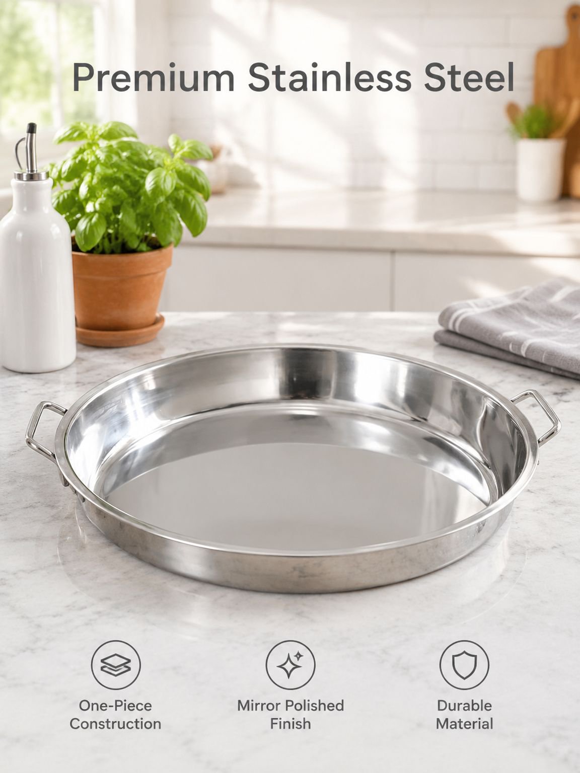 Stainless steel steaming tray for dough sheets
