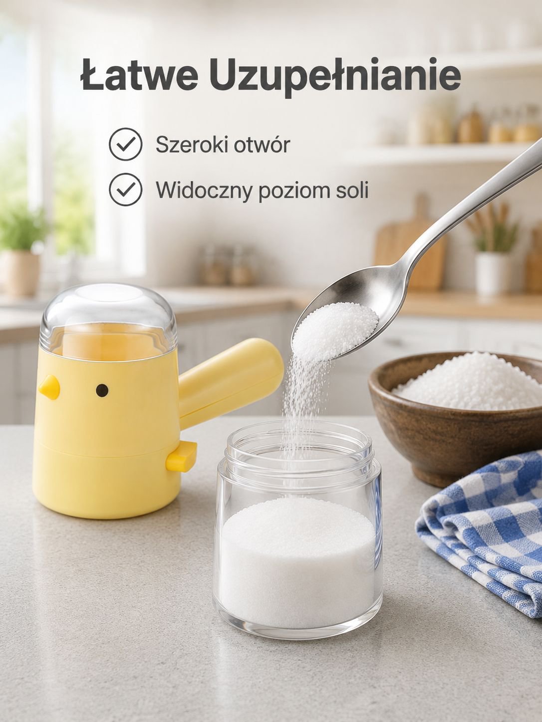 Dozownik soli i przypraw z precyzyjnym naciskiem