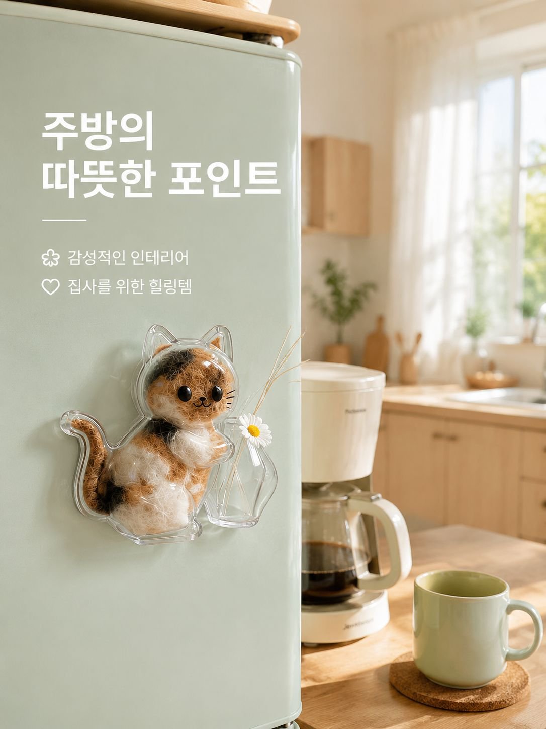 고양이 모양의 냉장고용 자석