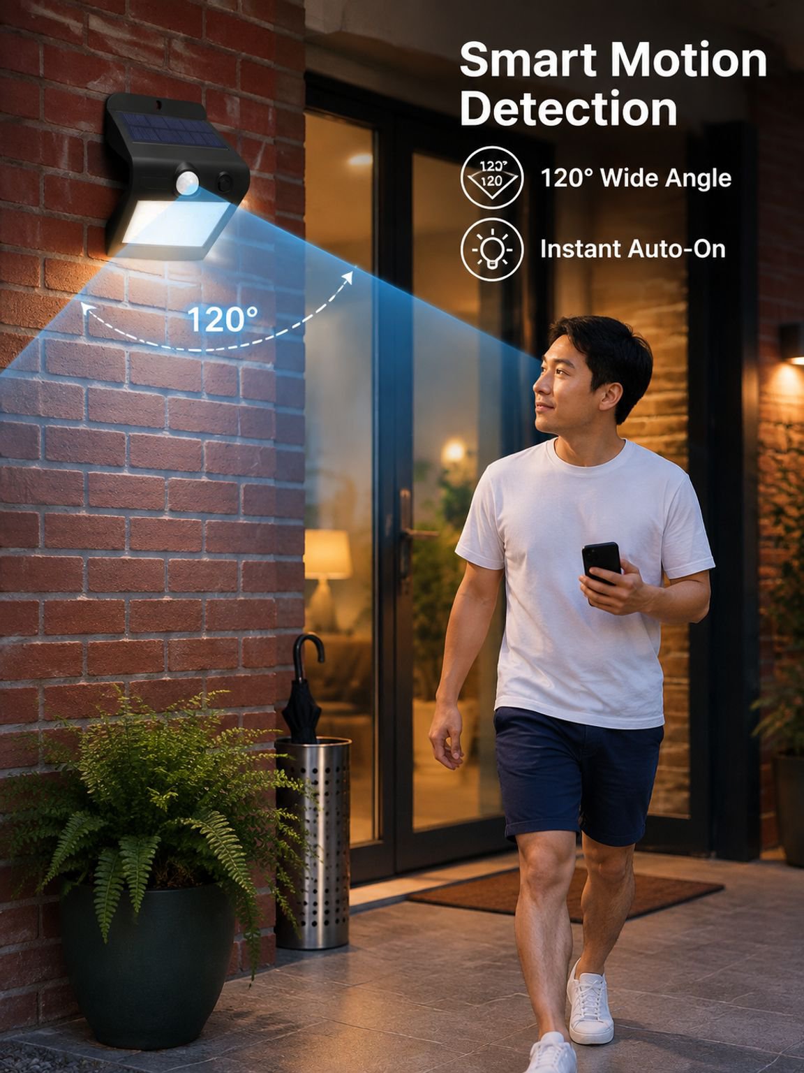 Solar Wall Light Waterproof Outdoor Human Sensor