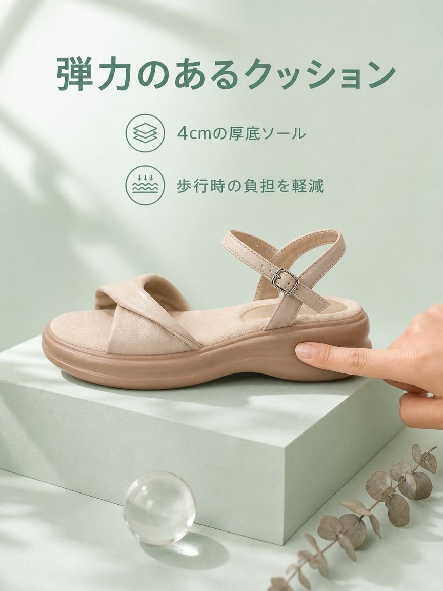 歩きやすい厚底サンダルのアウトソール