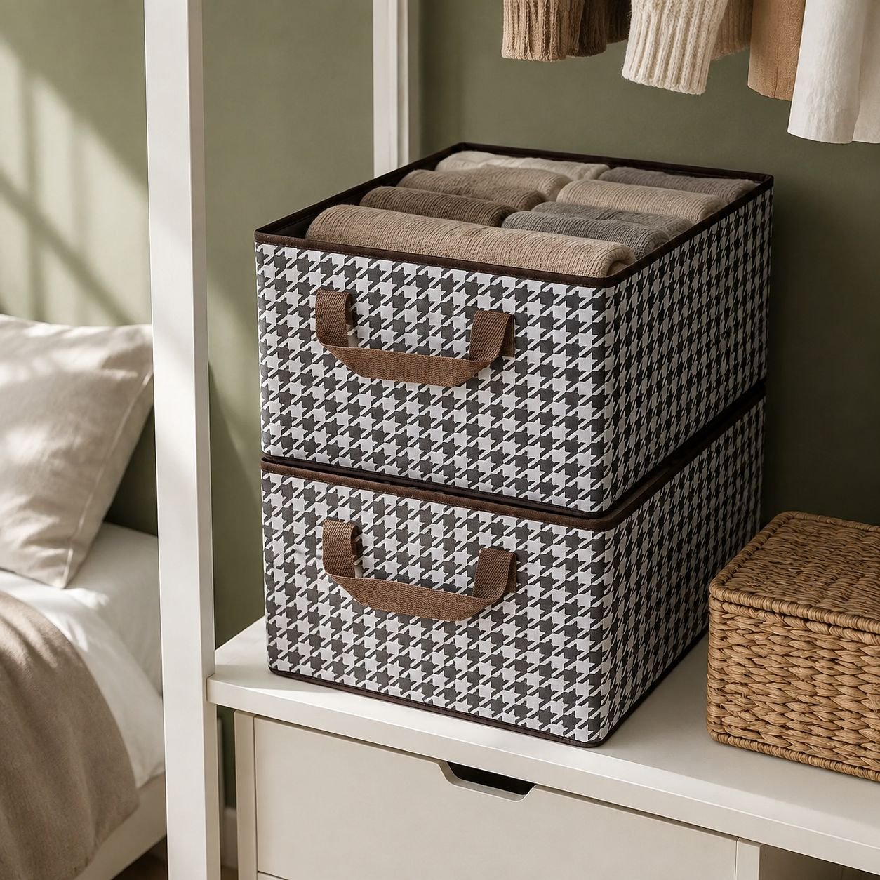 Foldable Clothes and Pants Organizer Box for Wardrobe Storage