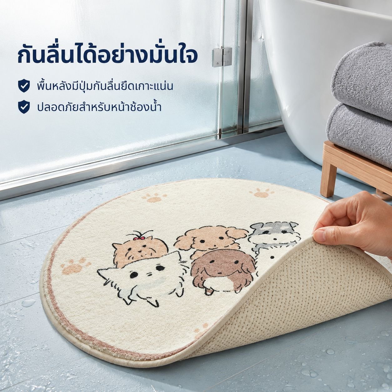 พรมขนเทียมลายการ์ตูนทรงกลม กันลื่น สำหรับห้องนอน ห้องรับแขก ห้องอ่านหนังสือ สไตล์สาวน้อย