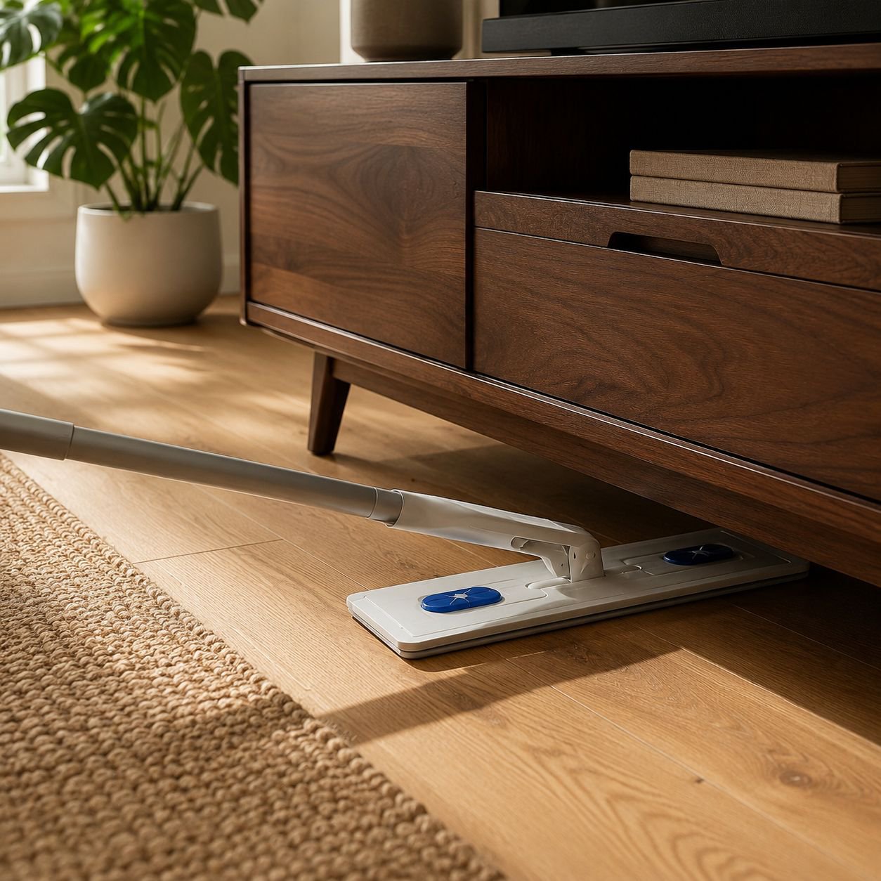 Household mop suitable for wet and dry use