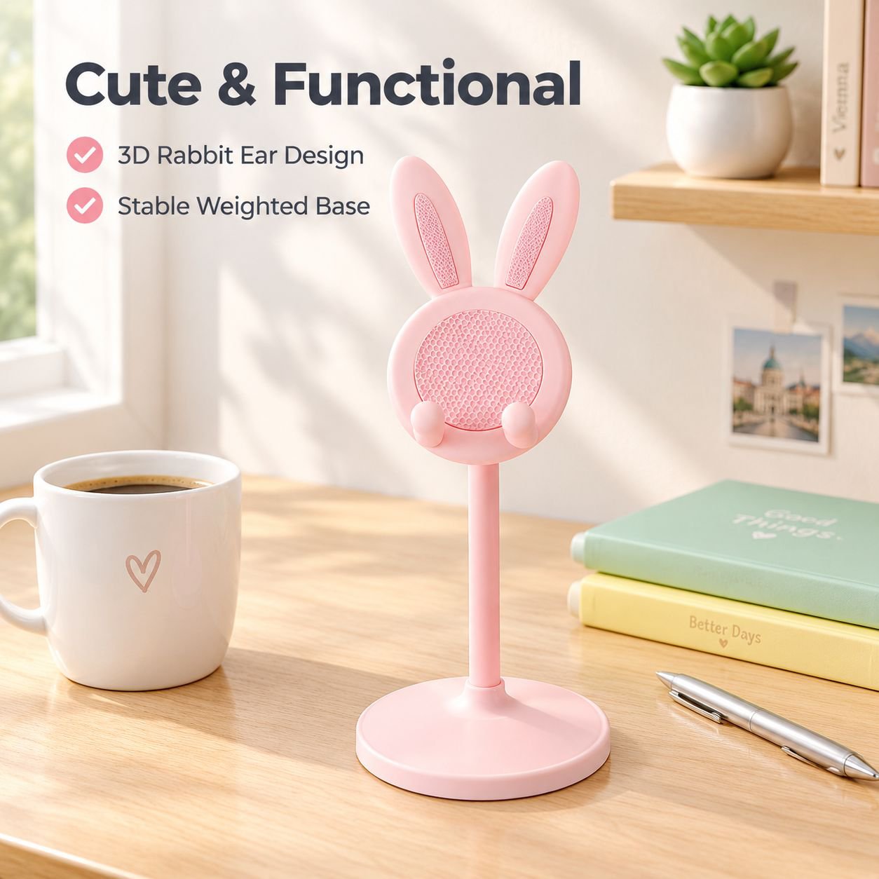 Rabbit mobile phone bracket desktop can be used in horizontal and vertical adjustable student lazy p
