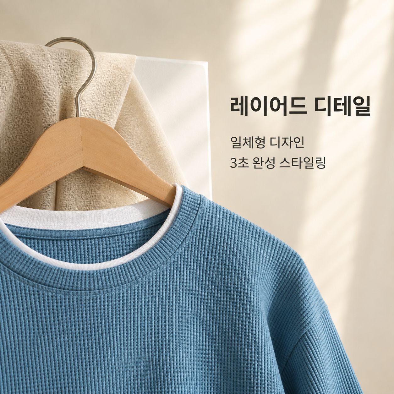 남성용 와플 니트 크루넥 풀오버 스웨터