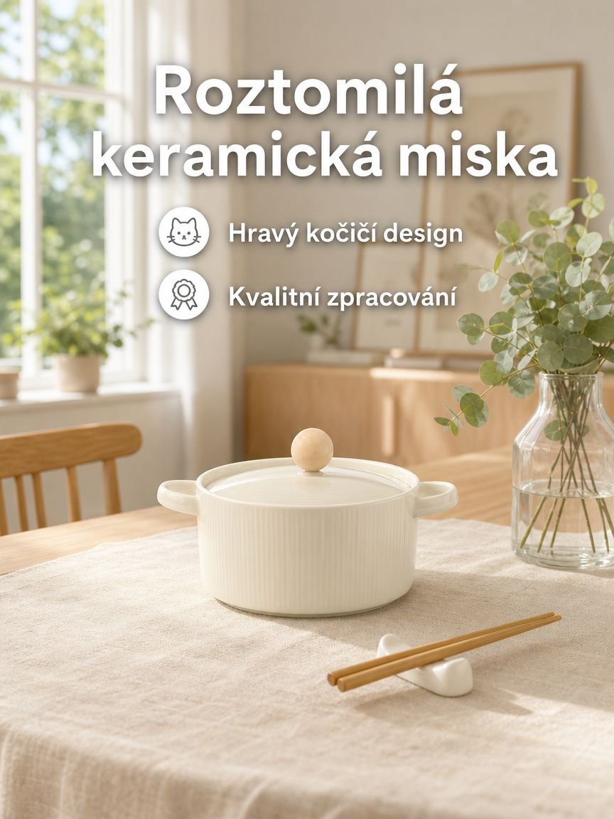 Keramická miska na nudle s víkem