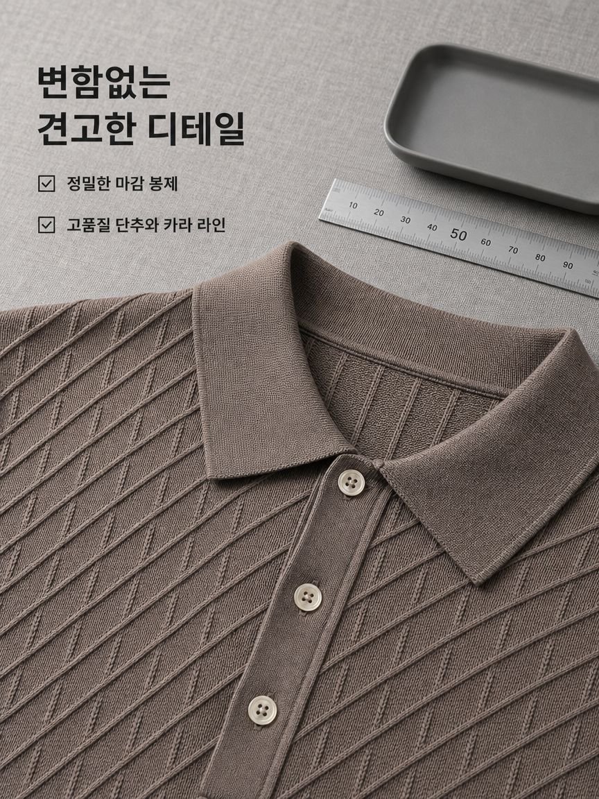 올드 머니 무드 다이아몬드 패턴 니트 폴로 반팔