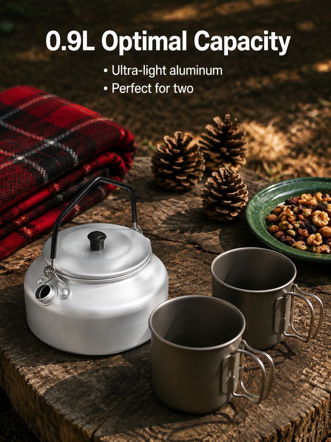 Lightweight aluminum kettle for hiking and backpacking