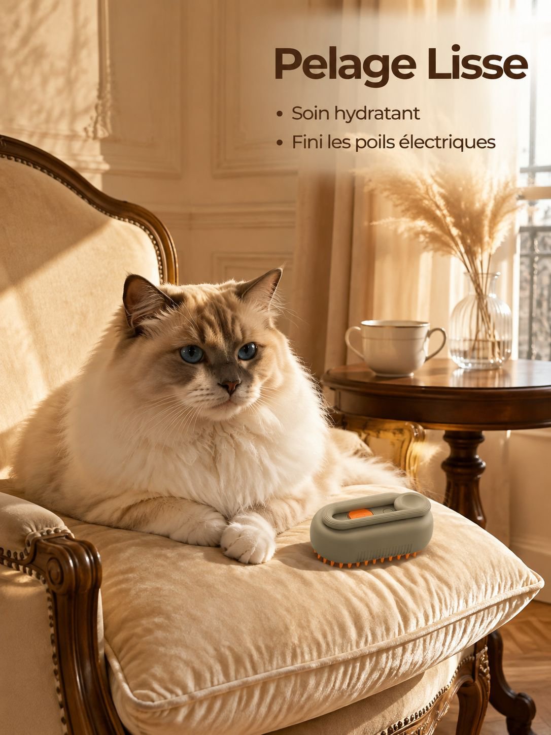 Brosse de toilettage pour animaux à vapeur électrique
