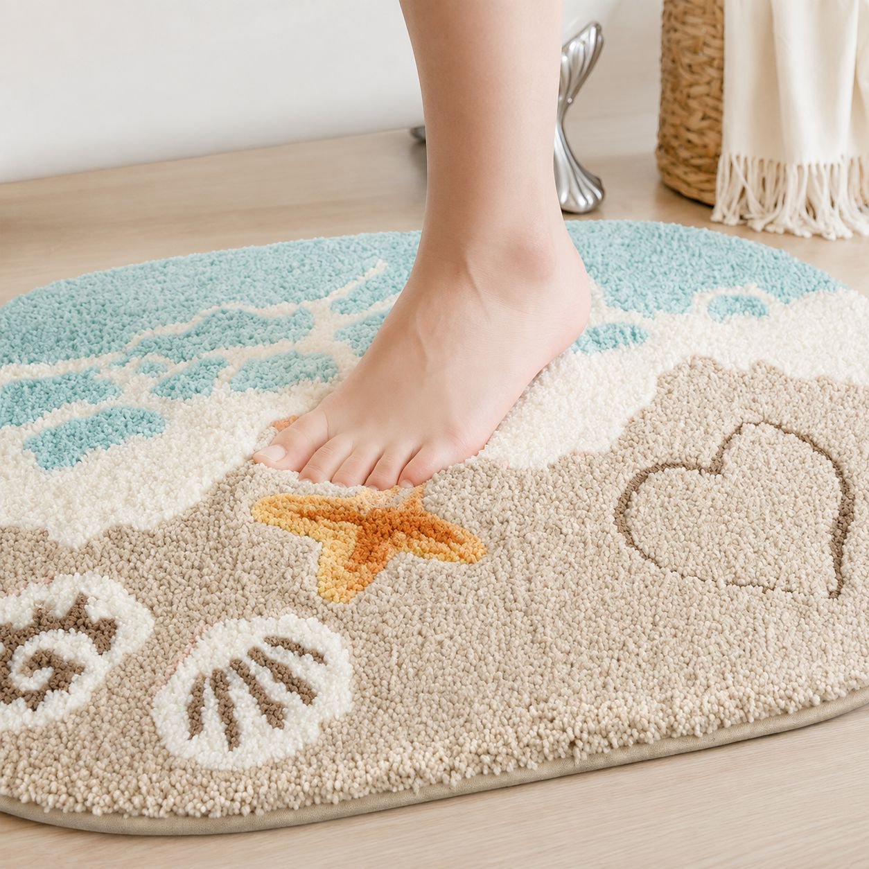 Bathroom Absorbent Non-Slip Mat Wet and Dry Separation Design