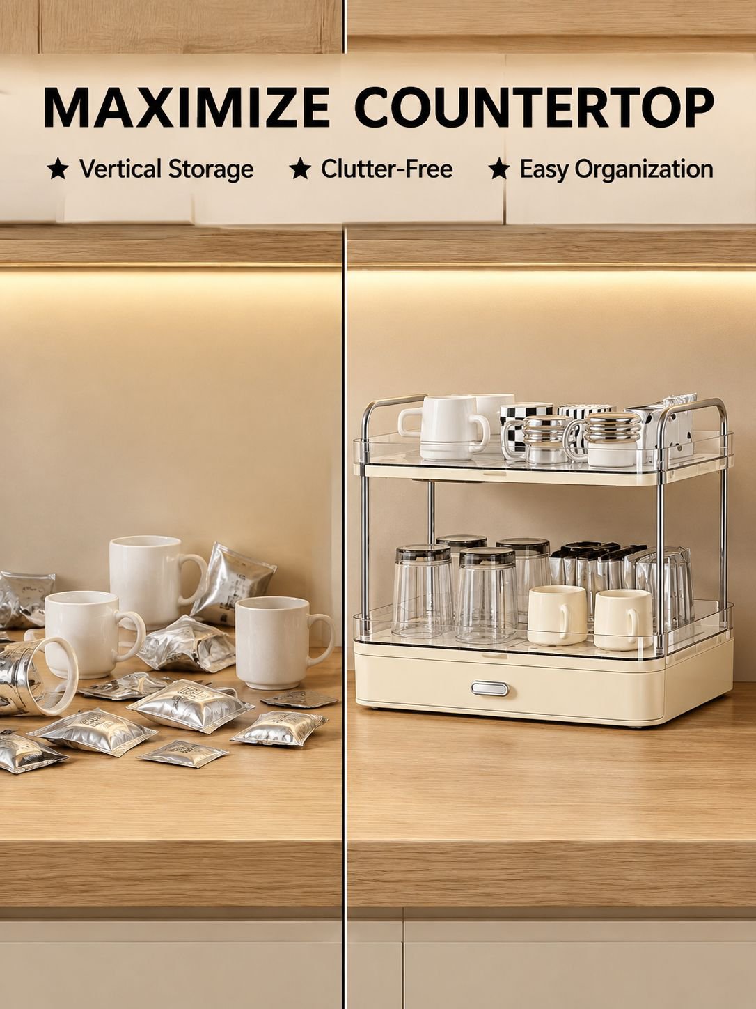 Multifunctional cup tray storage rack
