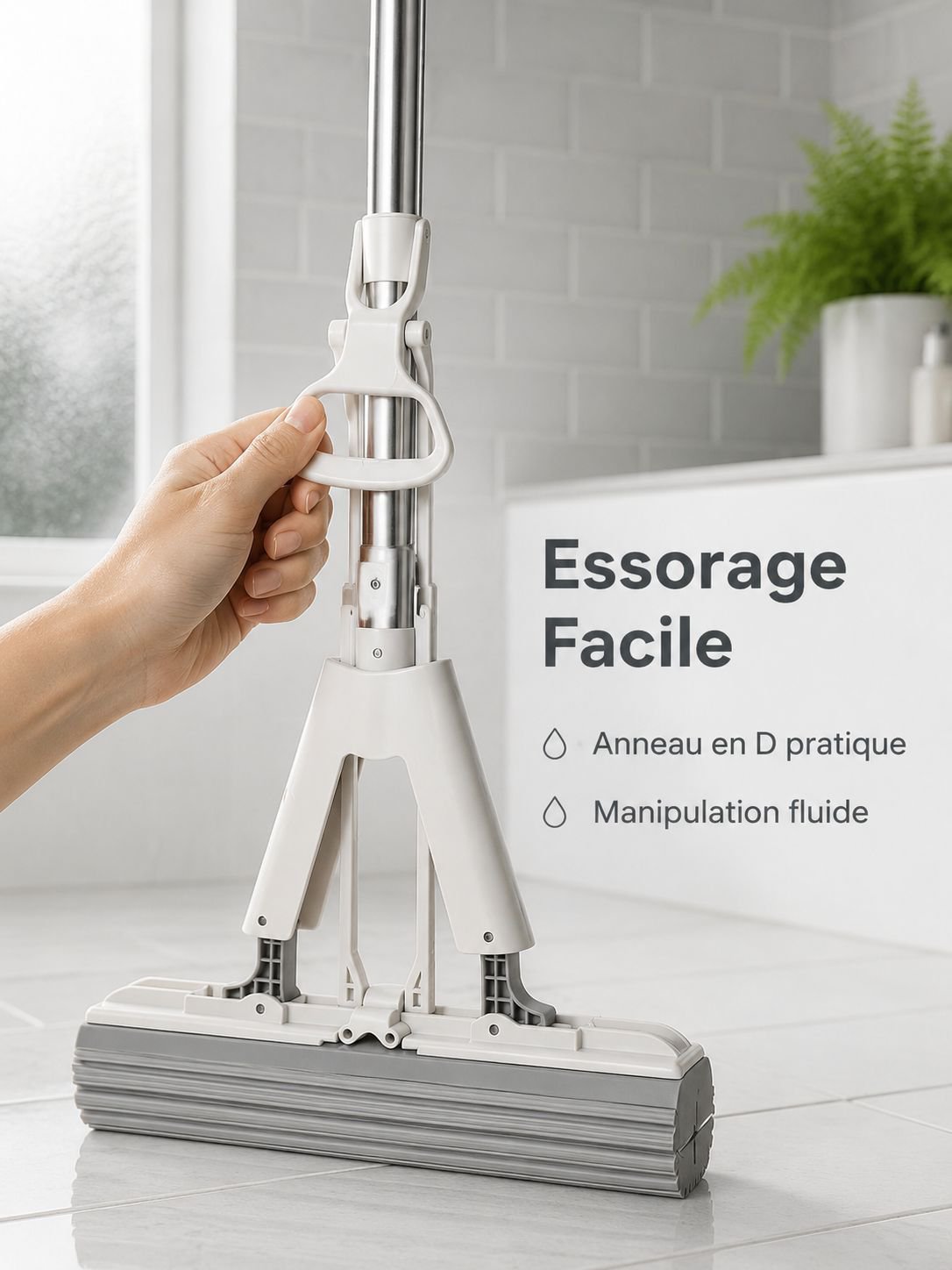 Serpillière éponge pliable, idéale pour différentes surfaces de la maison