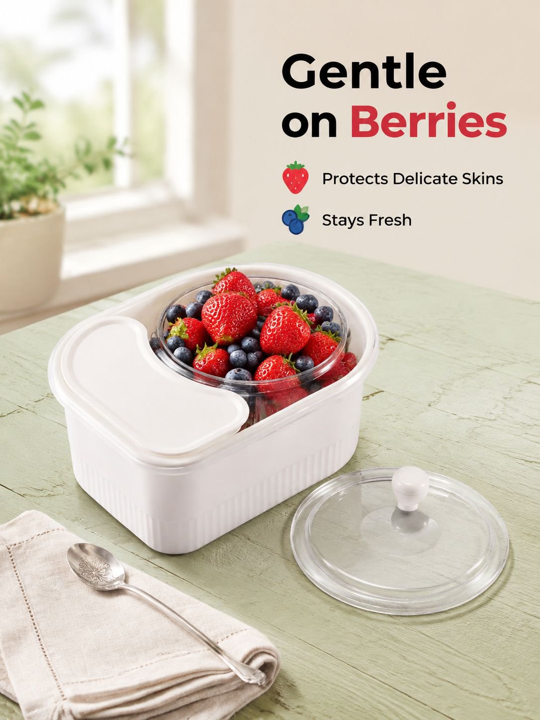 Healthy meal prep with fruit washer and basket