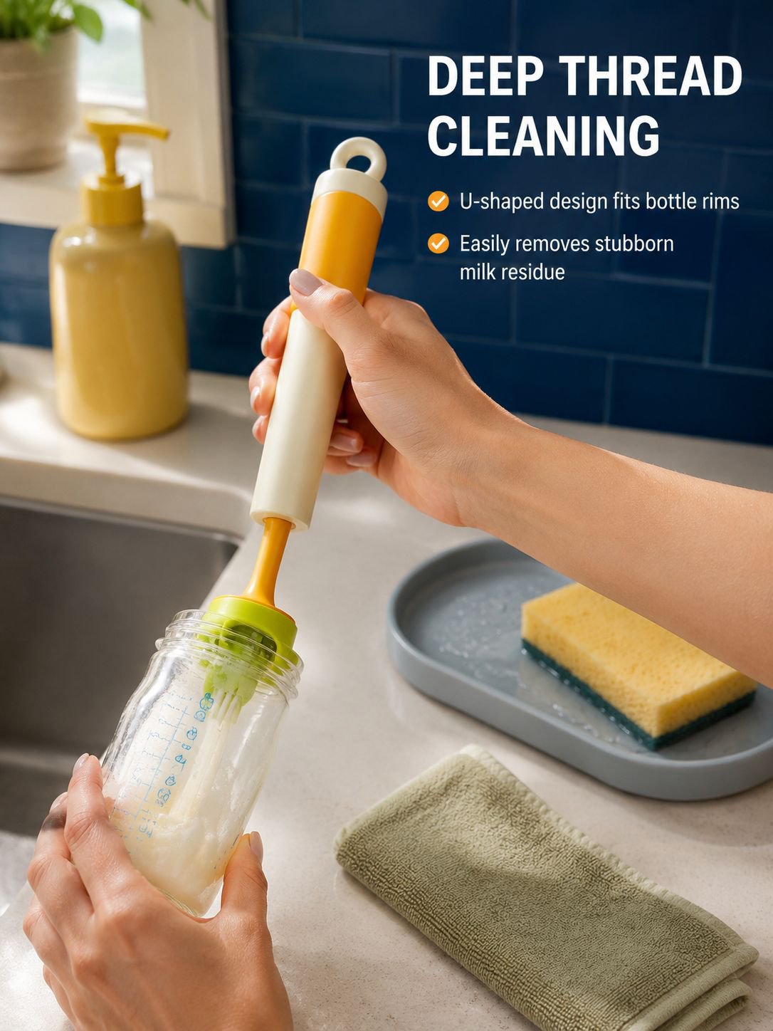 All-in-one baby bottle cleaner for feeding accessories