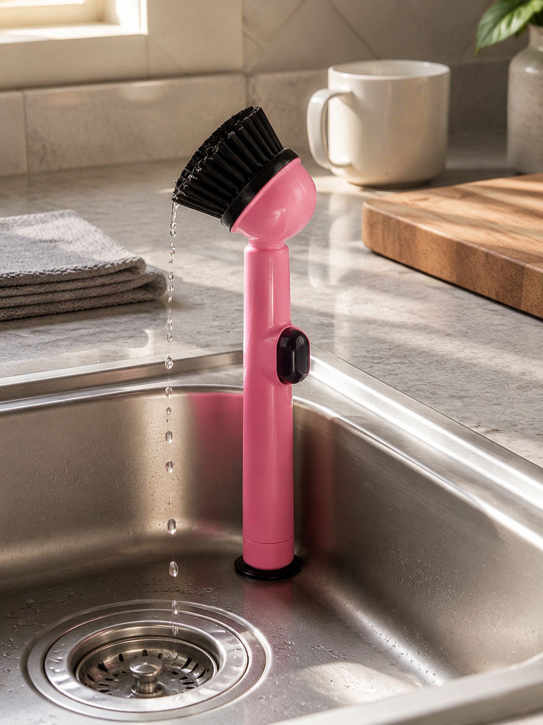Cleaning brush used for bathroom tiles and surfaces