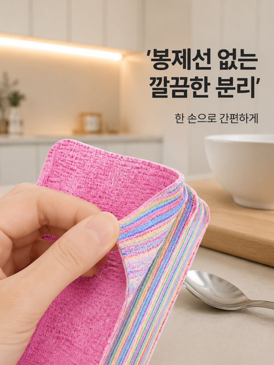 쉽게 찢어지는 여러 겹의 청소용 천