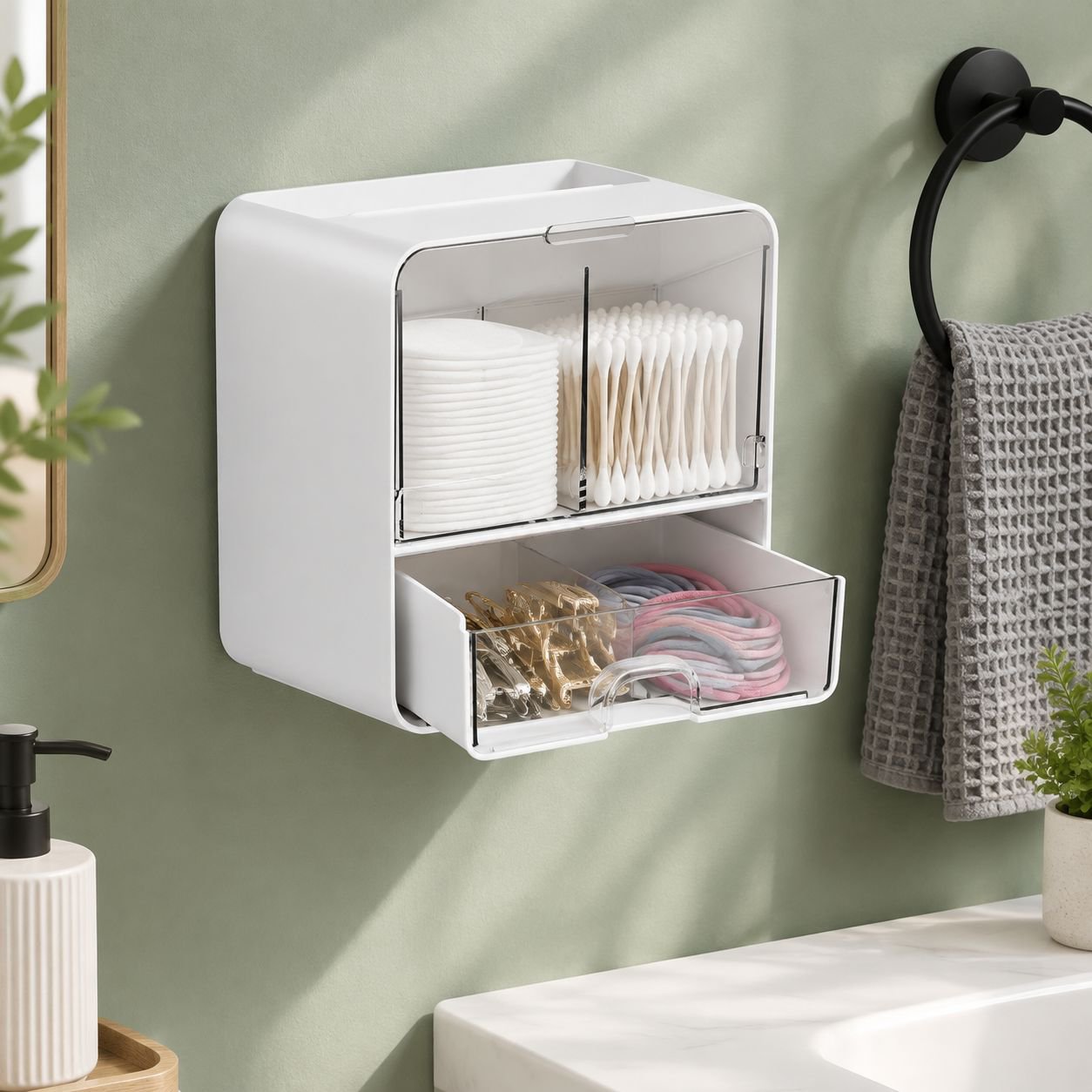 Bathroom wall cabinet for makeup and toiletries