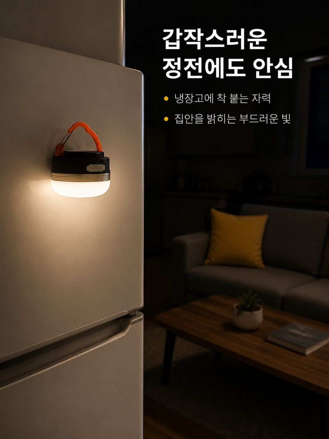 간편하게 충전 가능한 걸이형 텐트등