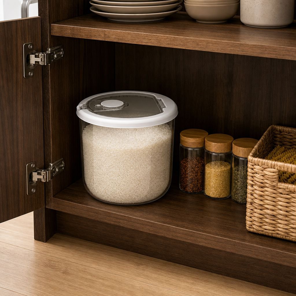 Kitchen Rice Bucket with Insect and Moisture Protection