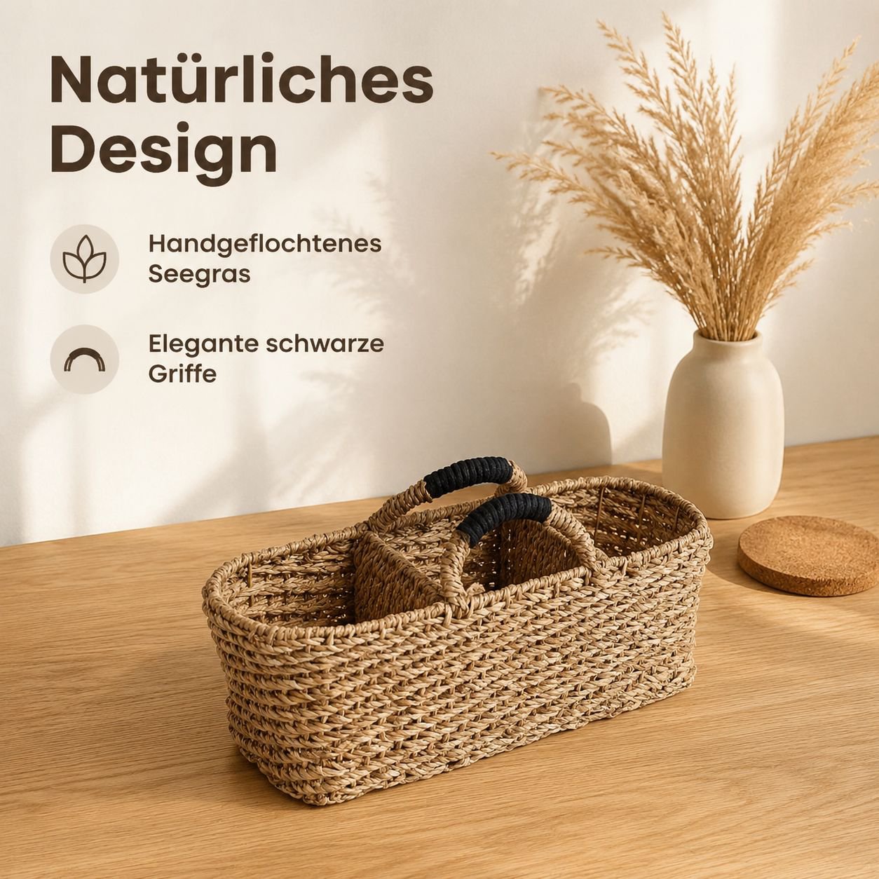 Landhausstil Seegras Geflochtener Geteilter Aufbewahrungskorb