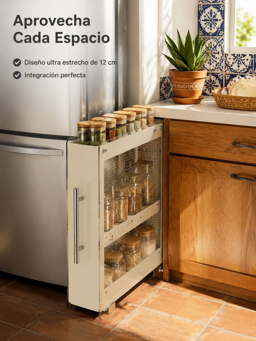 Soporte extraíble para frascos de especias de cocina