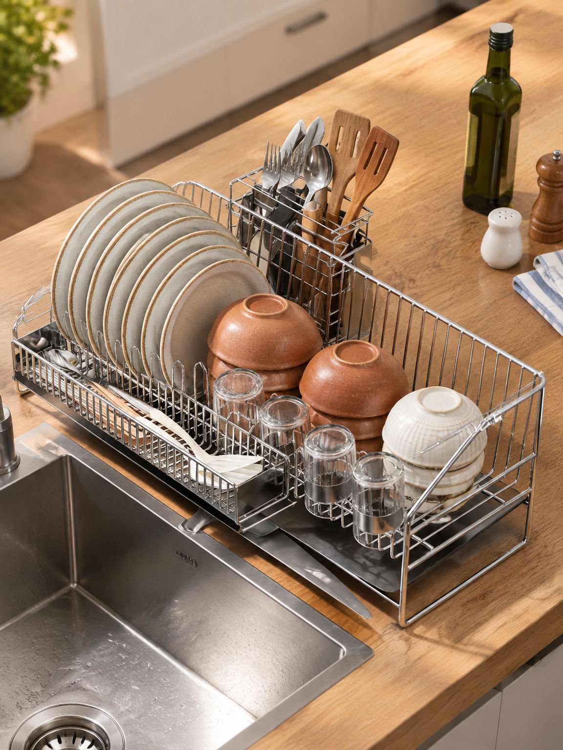 Escurridor de platos y cubiertos para cocina