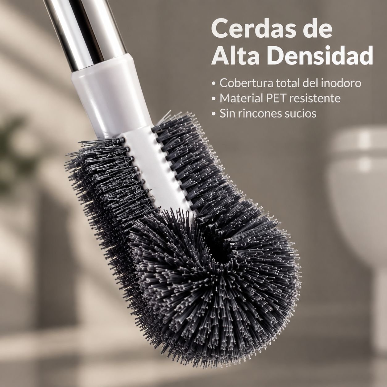 Cepillo de inodoro extensible en forma de S para montaje en pared