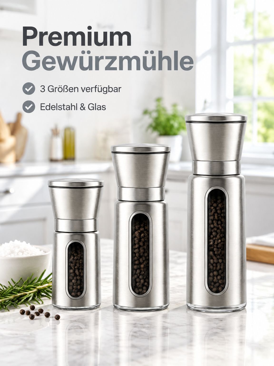 Pfeffermühle aus Edelstahl