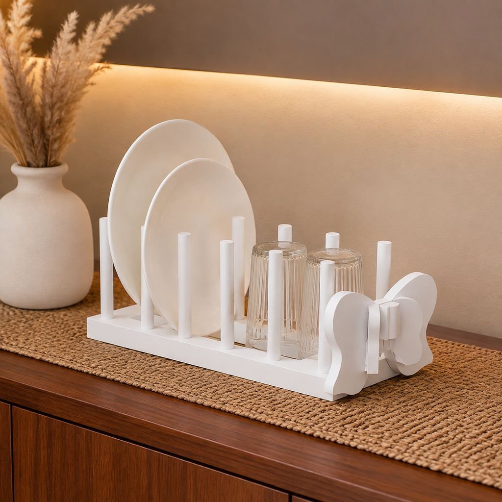 Space-saving kitchen organizer for bowls and plates