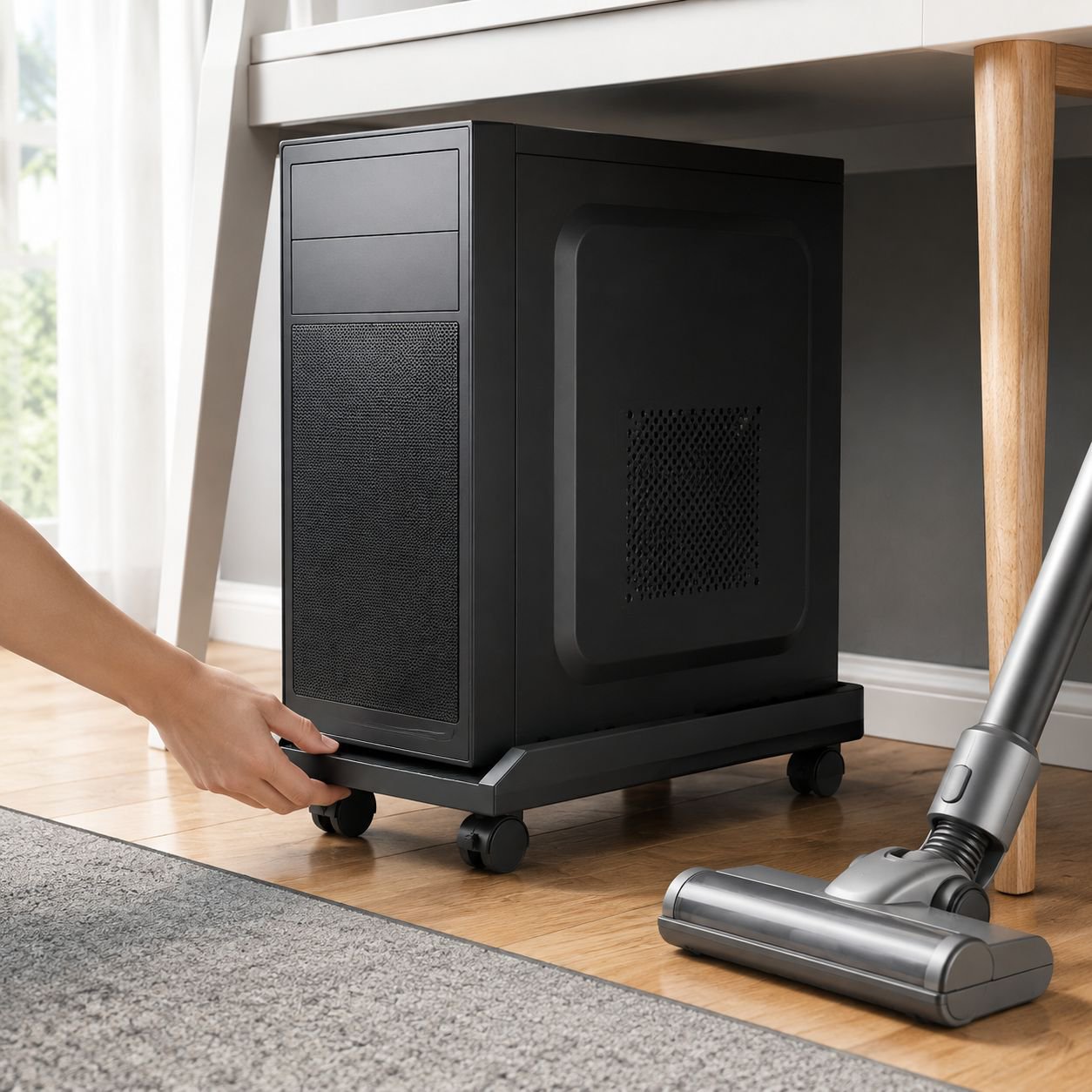 All-in-One Computer and Printer Stand with Wheels for Home Use