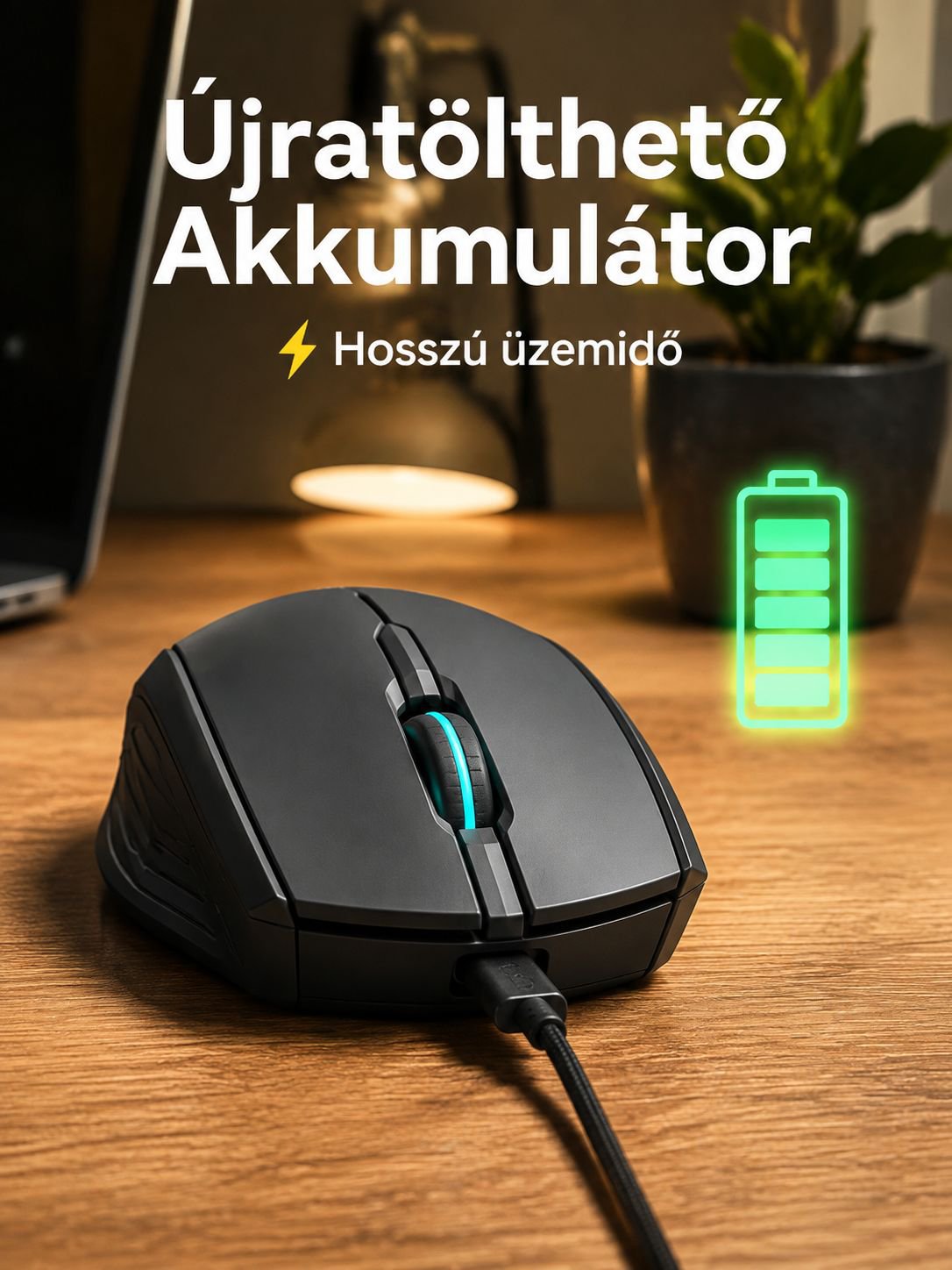 Bluetooth vezeték nélküli egér, csendes, újratölthető, játékhoz és mindennapi használatra