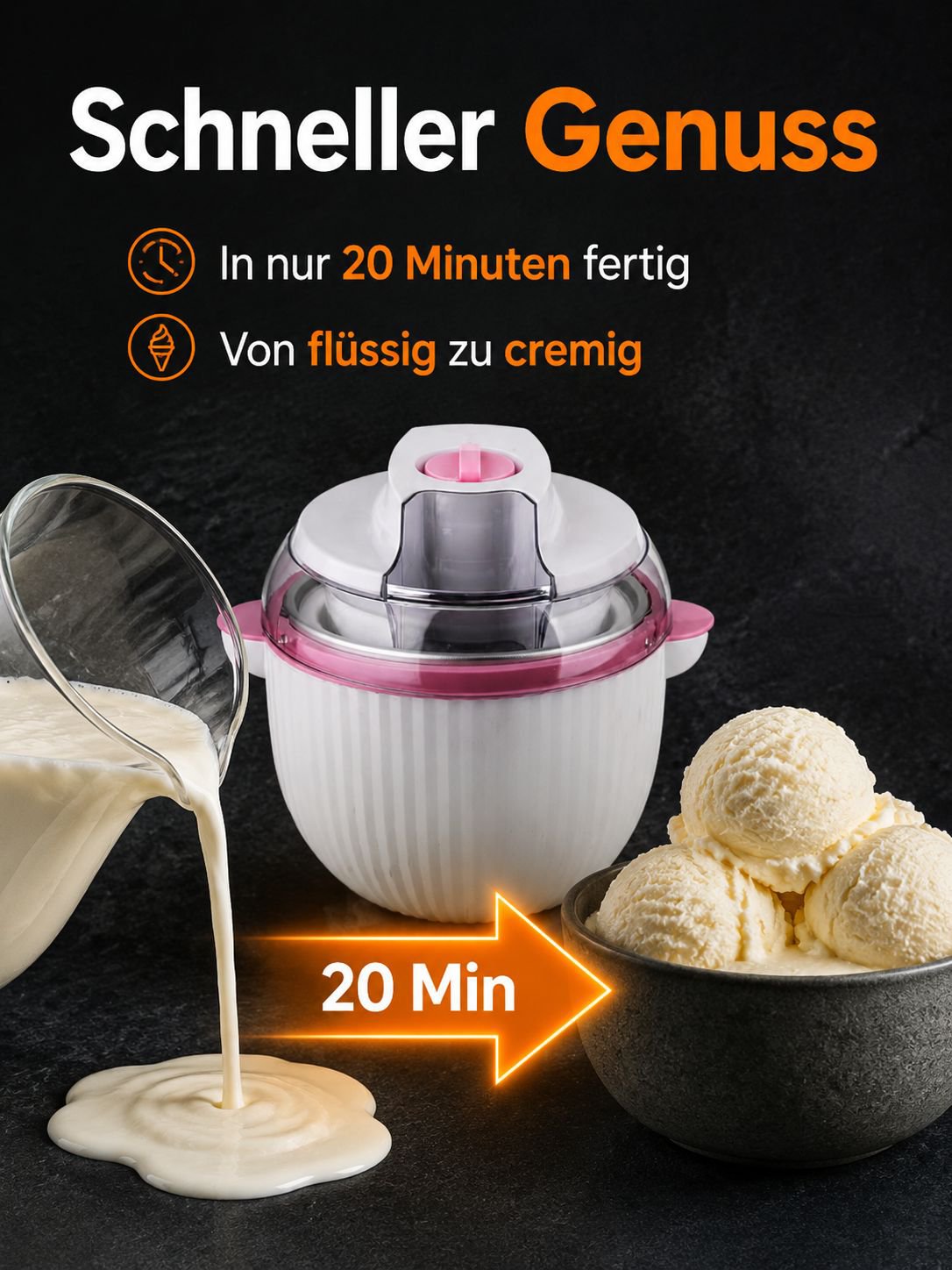 Bedienfeld der kleinen Eismaschine mit einfachen Einstellungen